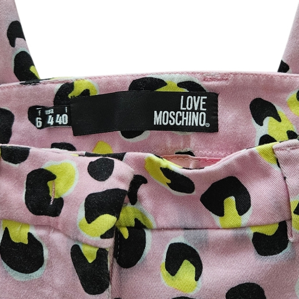Love Moschino Pink Pants with Black and Yellow Leopard Print - Picture 2 of 10